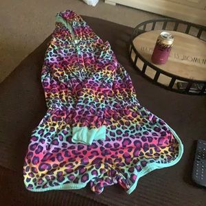 Girls long sleeve romper pajama with zipper and pockets